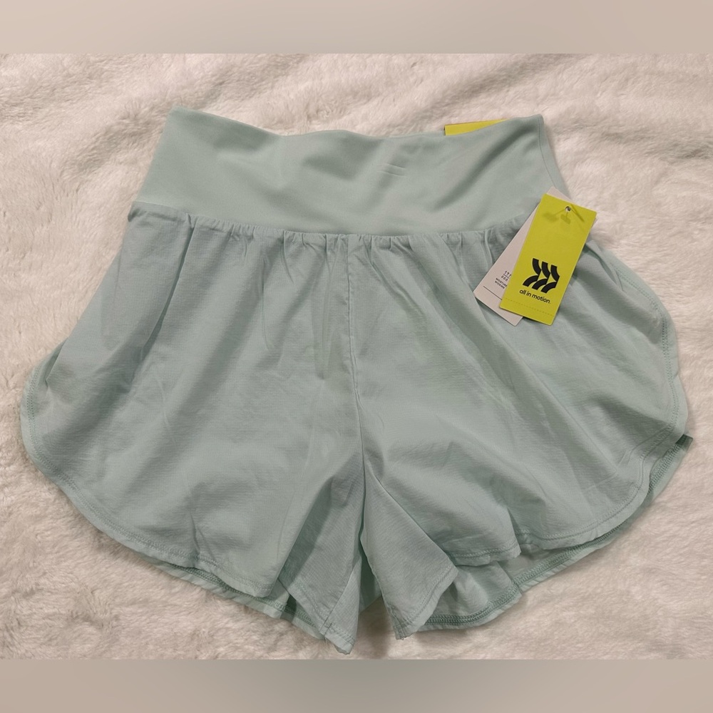 All In Motion 2-in-1 Run Shorts Mint Green with Pockets